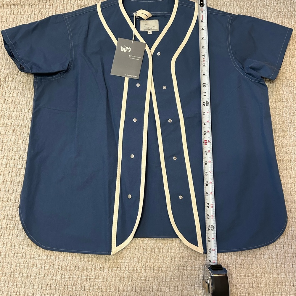 W’menswear Navy Button-Up with Cream Trim, size 8 NWT